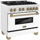 ZLINE Legacy Autograph Edition 36" Satin Stainless Steel Pro Style Dual Fuel Range with White Matte Door and Champagne Bronze Accents-1