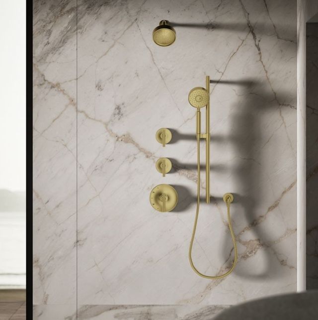 KOHLER® Purist® Vibrant Brushed Moderne Brass 2.5 GPM Single-Function Showerhead-2