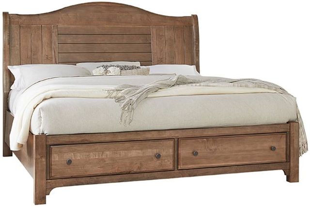 Vaughan-Bassett Cool Farmhouse Natural Queen Sleigh Storage Bed-0