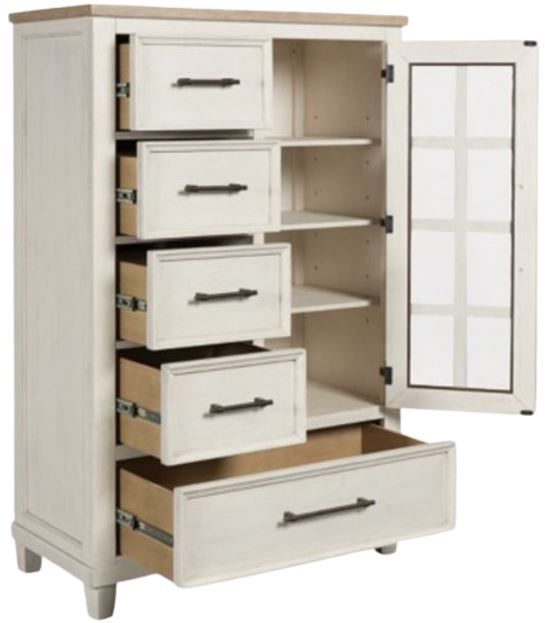 Benchcraft® Shaybrock Antique White/Brown Door Chest-2
