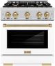 ZLINE Select Autograph Edition 30" Stainless Steel Convection Pro Style Gas Range with White Matte Door and Champagne Bronze Accents-0