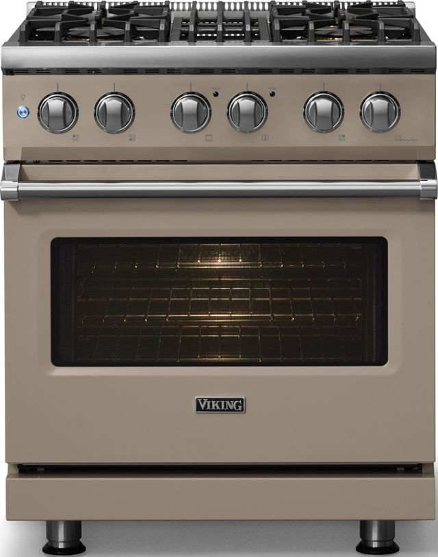 Viking® 5 Series 30" Nantucket Pro Style Dual Fuel (NG) Range with Polished Chrome Trim-2