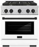 ZLINE Autograph Edition 30" Satin Stainless Steel Pro Style Gas Range with White Matte Door and Matte Black Accents-0