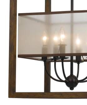Cal® Lighting & Accessories Rectangular 6-Light Wood Chandelier-1