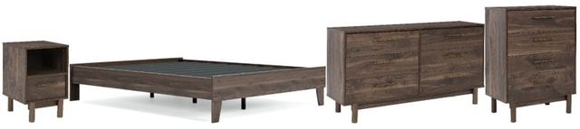 Signature Design by Ashley® Calverson 4-Piece Mocha Queen Platform Bed Set-0