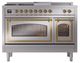 Ilve® Nostalgie II Noblesse 48'' Stainless Steel Pro Style Dual Fuel Range with Brass Trim-1