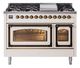 Ilve® Nostalgie II Noblesse 48'' Antique White Pro Style Dual Fuel Range with Burnished Trim-0