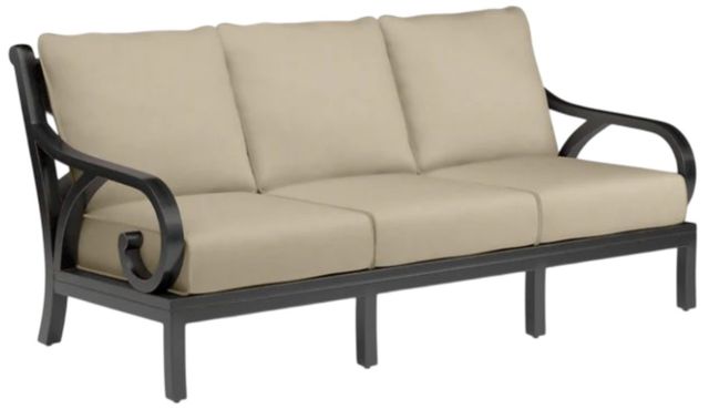 Sunset West Monterey Old World Copper Aluminum Outdoor Sofa with Linen Stone Cushion-0