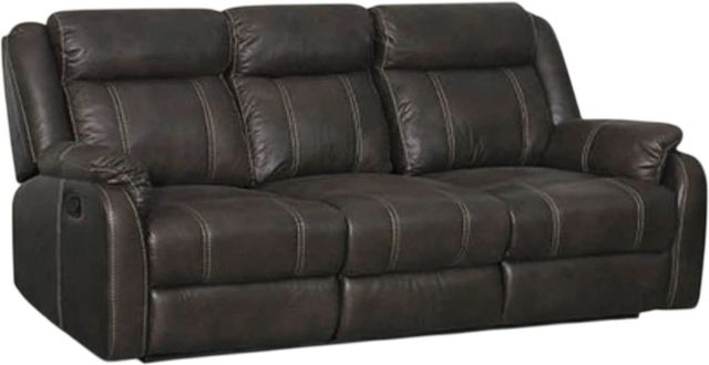 American Wholesale Furniture Gin Rummy Charcoal Manual Double Reclining Sofa-0