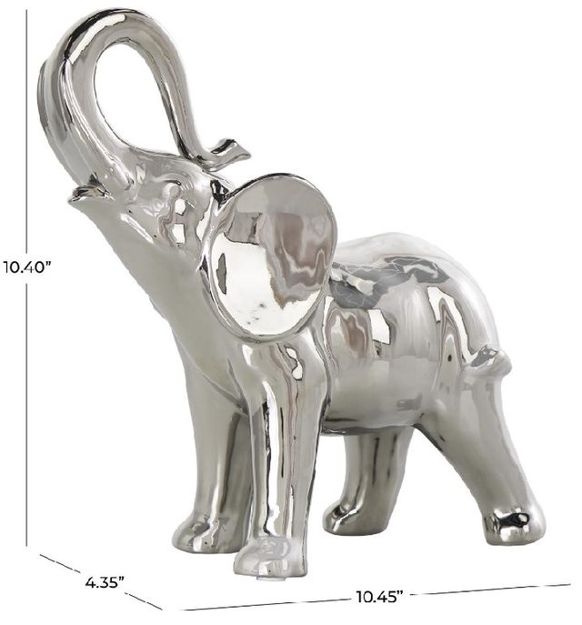 Deco Marche Silver Standing Elephant Ceramic Sculpture-3