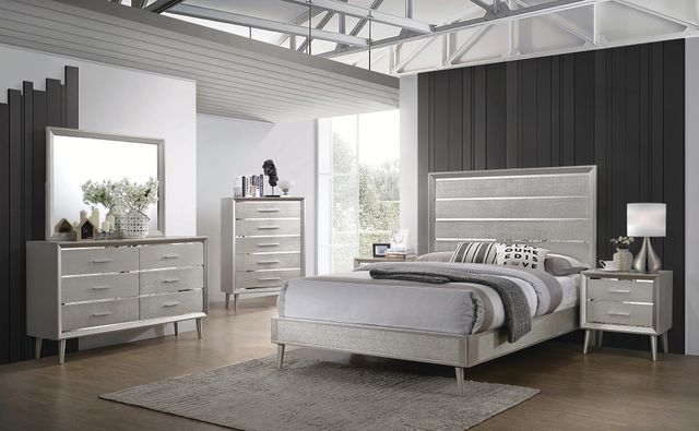 Coaster® Ramon Metallic Sterling Queen Panel Bed-2