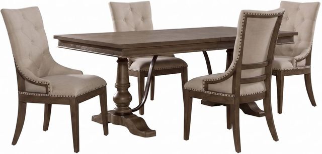 Liberty Furniture Americana Farmhouse 5-Piece Dusty Taupe Trestle Dining Set-0