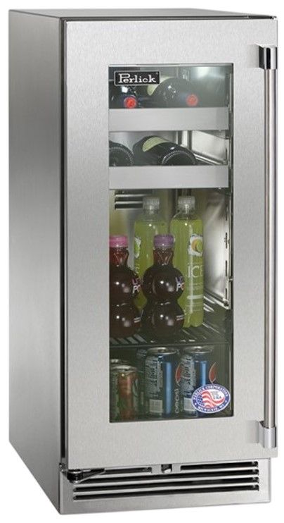 Perlick® Marine & Coastal Series 15" 2.8 Cu. Ft. Stainless Steel Glass Door Built-In Beverage Center-0
