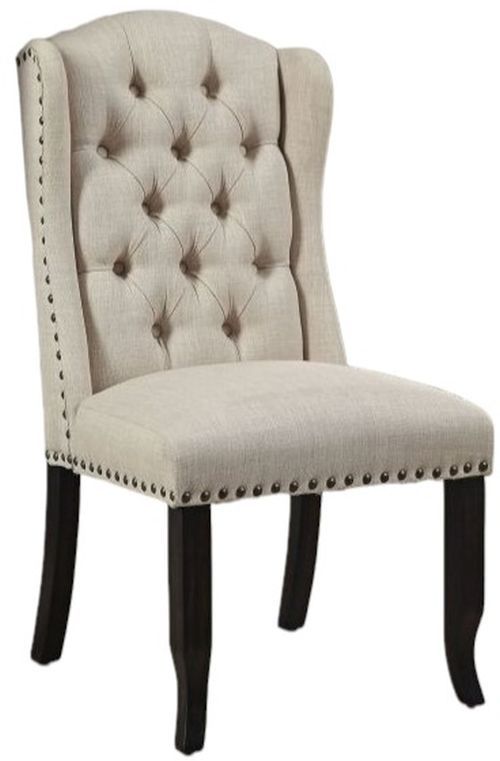 Furniture of America® Sania 2-Piece Antique Black/Beige Dining Side Chair Set-0