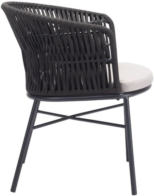 Zuo® Modern Freycinet 2-Piece Black/Gray Steel Outdoor Dining Arm Chair Set-2
