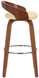 Armen Living Sonia 2-Piece Cream/Walnut Barstool Set-4