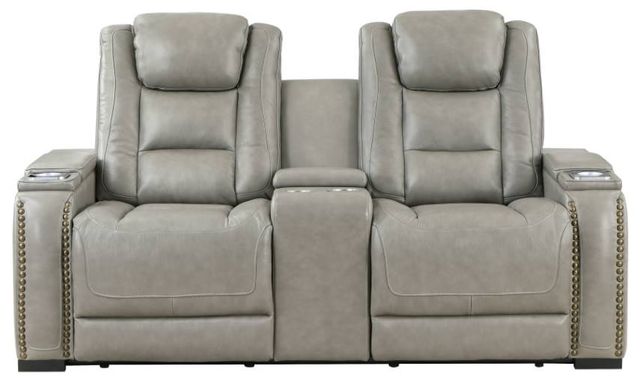 New Classic® Home Furnishings Breckenridge Light Gray Power Reclining Loveseat -1