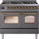 Ilve® Nostalgie II 40" Graphite Matte Pro Style Dual Fuel Range with Brass Trim-0