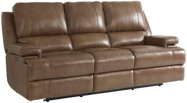 Bassett® Furniture Club Level Parsons Umber Leather Power Reclining Sofa-2