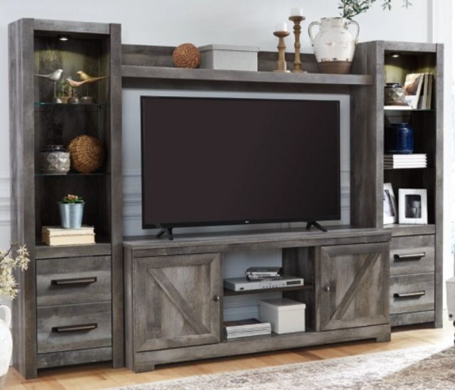Signature Design by Ashley® Wynnlow 4-Piece Rustic Gray Entertainment Center-6