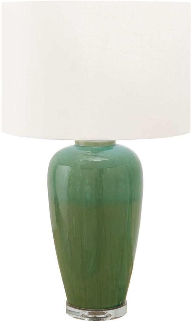 Monarch Specialties Inc. Green Ceramic Table Lamp with Ivory Shade-0