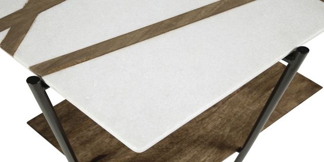 Signature Design by Ashley® Braxmore White Marble Top Accent Table with Light Brown Shelve and Black Stand-2