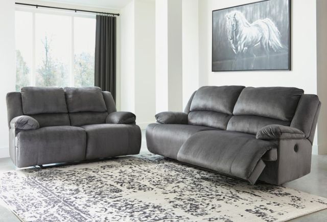 Signature Design by Ashley® Clonmel 2-Piece Charcoal Living Room Set with Reclining Sofa-3
