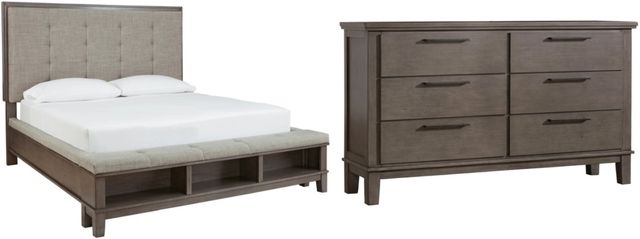 Benchcraft® Hallanden 2-Piece Gray Queen Panel Storage Bed Set-0