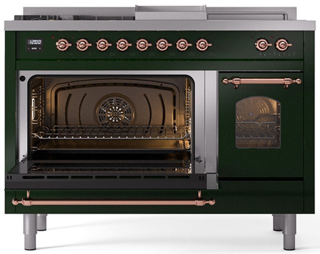 Ilve® Nostalgie II Series 48" Emerald Green Pro Style Dual Fuel Range-2