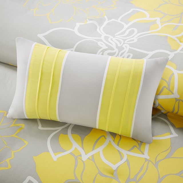 Olliix by Madison Park 6 Piece Yellow Full/Queen Lola Printed Duvet Cover Set-4
