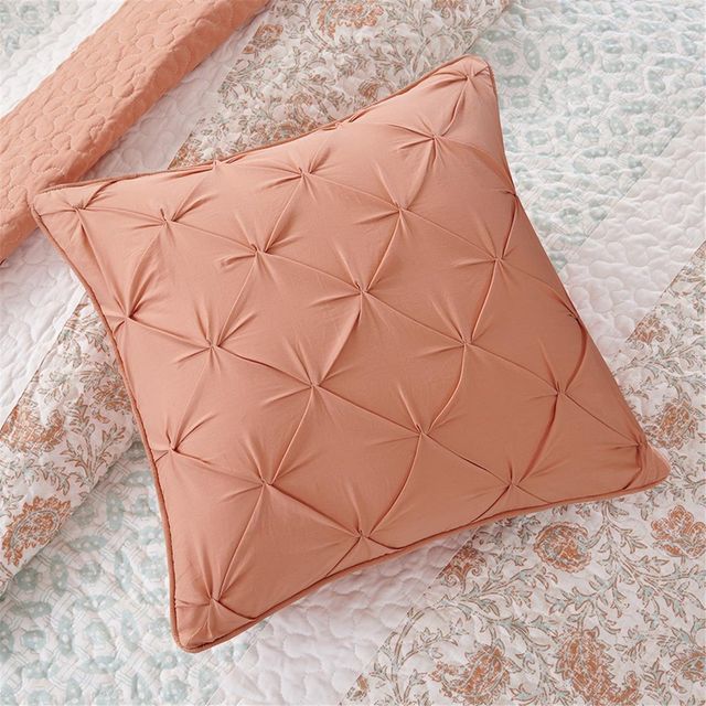 Olliix by Madison Park 6 Piece Coral Full/Queen Dawn Cotton Percale Reversible Coverlet Set-4