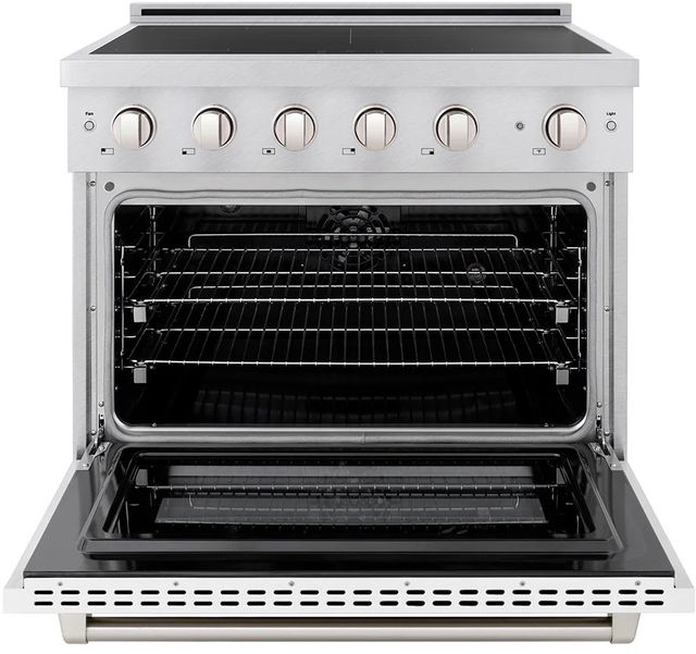 ZLINE Paramount 36" Satin Stainless Steel Pro Style Induction Range with White Matte Door-1