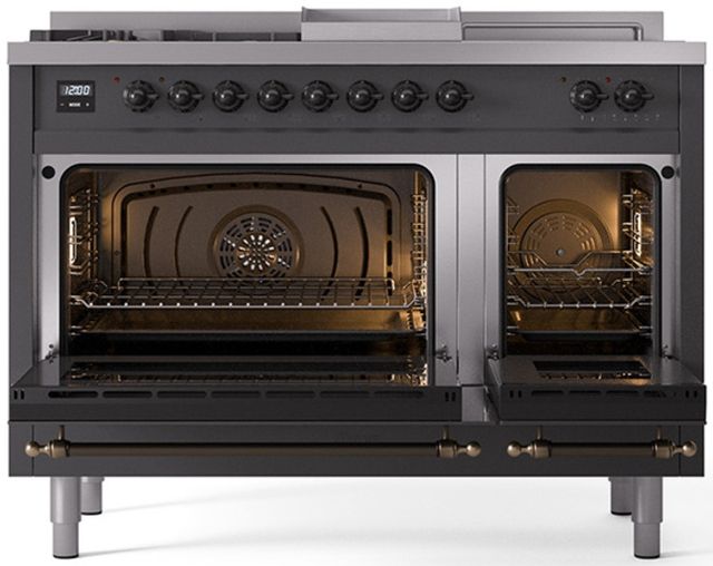 Ilve® Nostalgie II Series 48" Graphite Matte Pro Style Dual Fuel Range-1