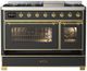 Ilve® Majestic III 48" Graphite Matte Pro Style Dual Fuel Natural Gas Range with Triple Glass Door and Brass Trim-0