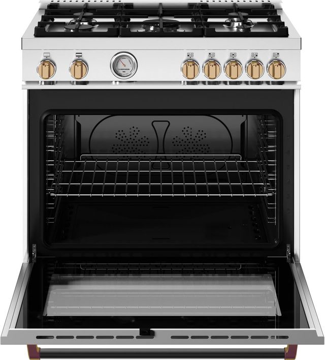 Bertazzoni Master Series 36" Fingerprint Resistant Bianco Matt Pro Style Gas Range with Gold Accents-1