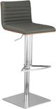 Armen Living Cafe Brushed Stainless Steel/Gray/Walnut Bar Stool-0