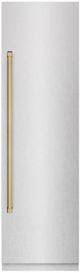 ZLINE Autograph Edition 24 in. 12.5 Cu. Ft. Column Refrigerator in Satin Stainless Steel with Graphite Gray Interior and Champagne Bronze Accents-0