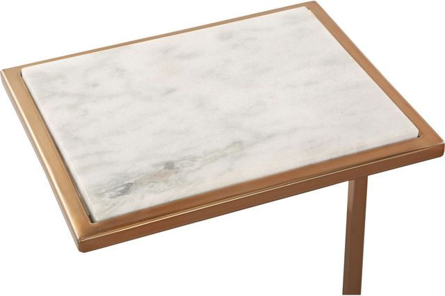 Renwil® Delma White Marble Accent  Table with Brass Stand -2