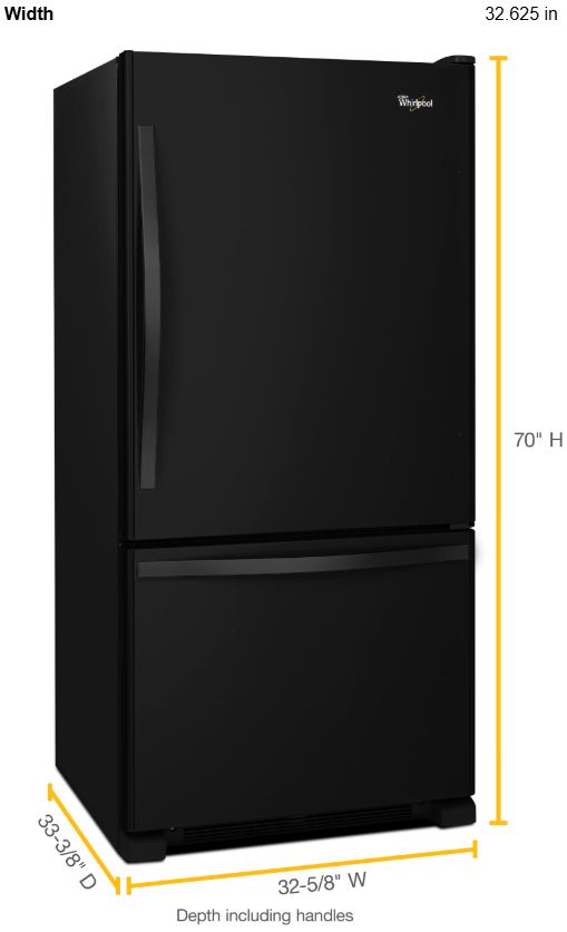 Whirlpool® Gold® 33" 22.1 Cu. Ft. Black Bottom Freezer Refrigerator with SpillGuard™ Glass Shelves-2