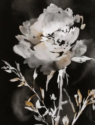 Stylecraft Moody Floral I Black/Brown/Gray/White Wall Art-1
