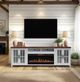Legends Home Hampton Barnwood/Jasmin White 96" Fireplace Console-1