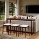 Furniture of America® Daventry 4-Piece Beige/Walnut Sofa Table with Counter Stools-1