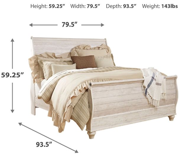 Signature Design by Ashley® Willowton Whitewash King Sleigh Bed-1