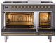 Ilve® Nostalgie II Noblesse 48'' Graphite Matte Pro Style Dual Fuel Range with Brass Trim-1