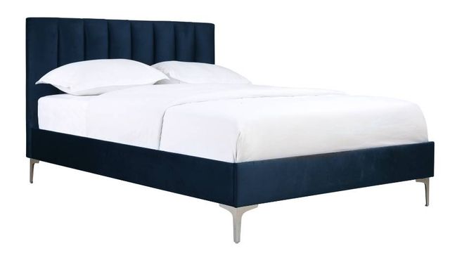 Mazin Furniture Melina Navy Blue Full Upholstered Platform Bed-1