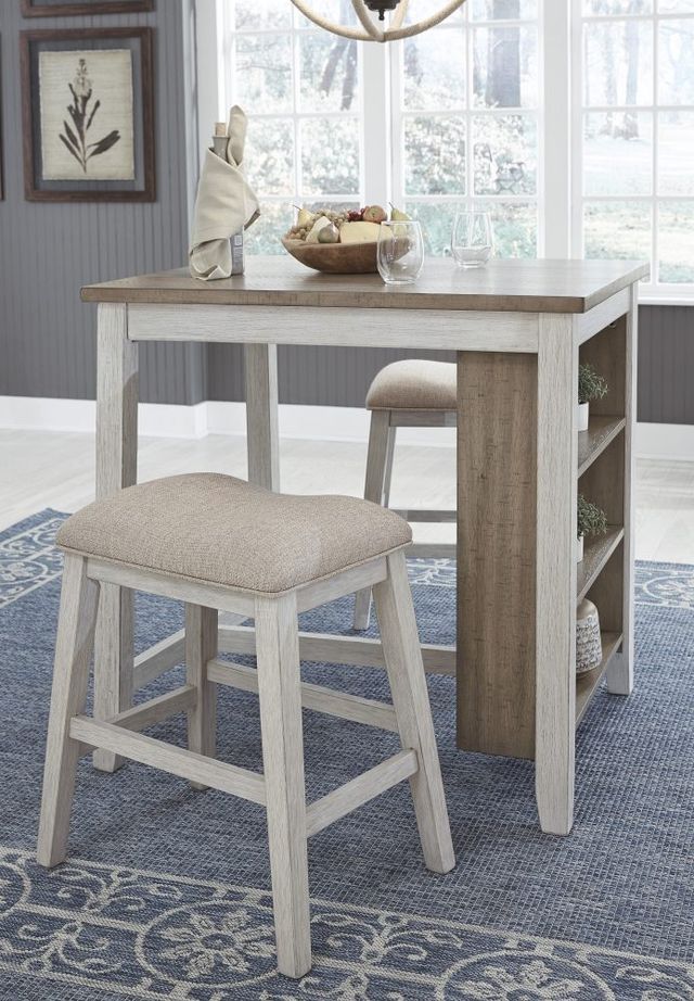 Signature Design by Ashley® Skempton 3-Piece White/Light Brown Counter Height Dining Table Set-3