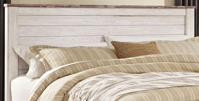 Signature Design by Ashley® Willowton 4-Piece Whitewash California King/King Panel Headboard Bed Set-1