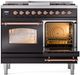 Ilve® Nostalgie II Series 40" Glossy Black Pro Style Dual Fuel Range-3