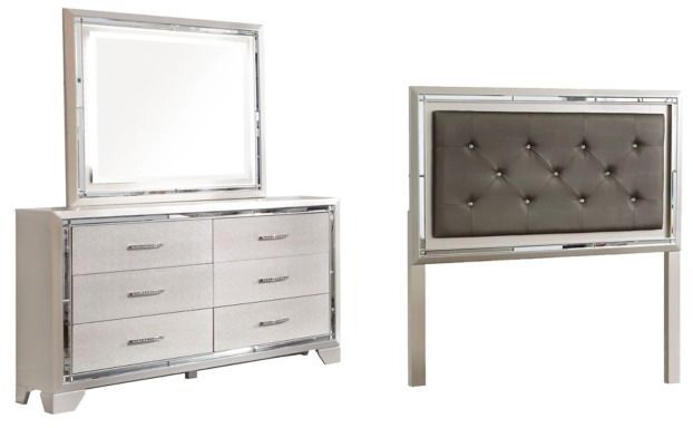 Signature Design by Ashley® Lonnix 3-Piece Silver Full Upholstered Panel Headboard Bed Set-0