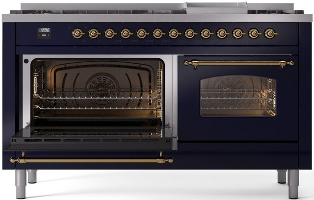Ilve® Nostalgie II Series 60" Midnight Blue Pro Style Dual Fuel Range-2